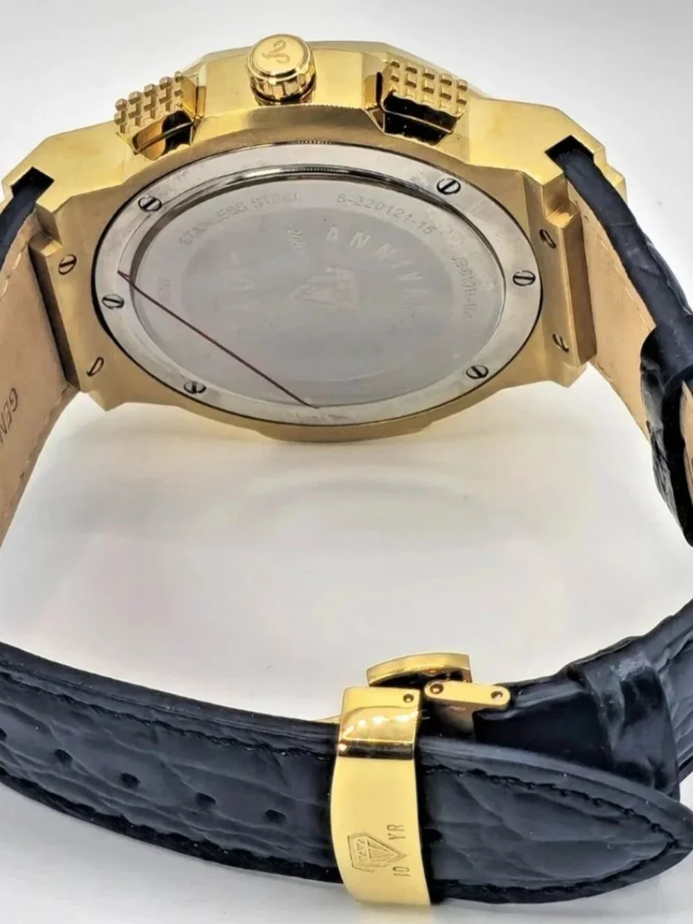 JBW Mens 10-Year Anniversary Gold-Tone Diamond Chronograph Watch